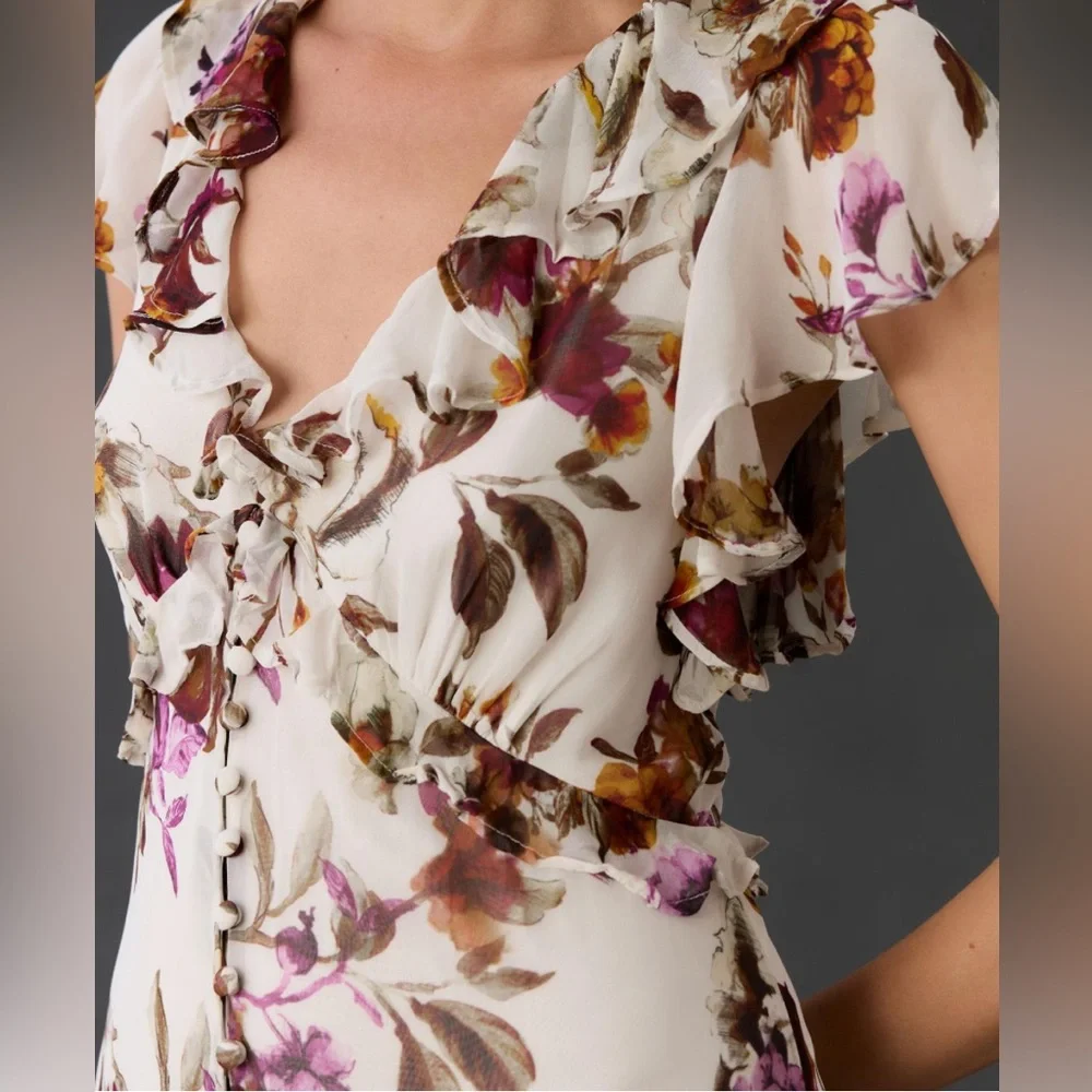 Anthropologie V-Neck Tiered Ruffle Dress - Picture 3 of 8